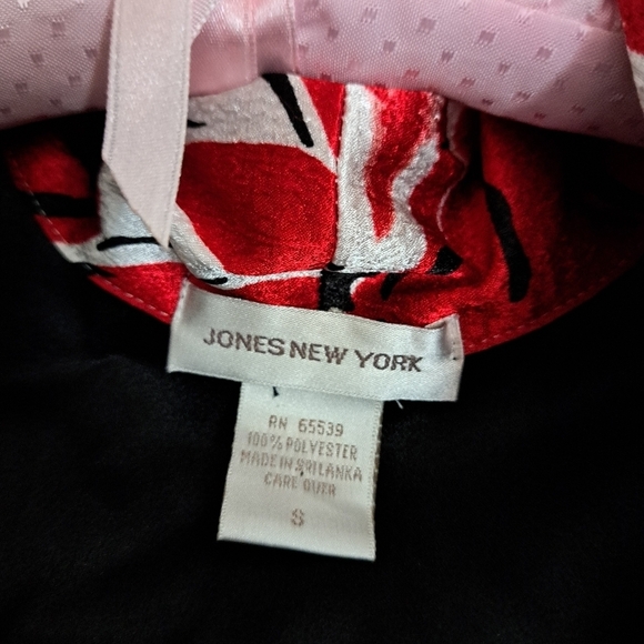 JONES NEW YORK VTG long robe bold poppy floral shawl collar cuffs coastal SM - Picture 9 of 9